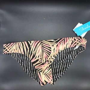 Shorely Bikini Bottom Reversible Palm Stripe Women Size Large NWT Swimsuit